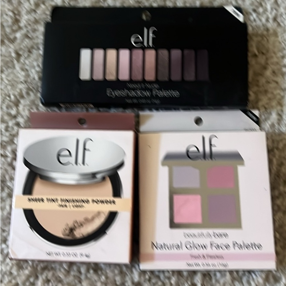 ELF Makeup Eyeshadow Palette Glow Face Palette Sheer Tint Finishing Powder